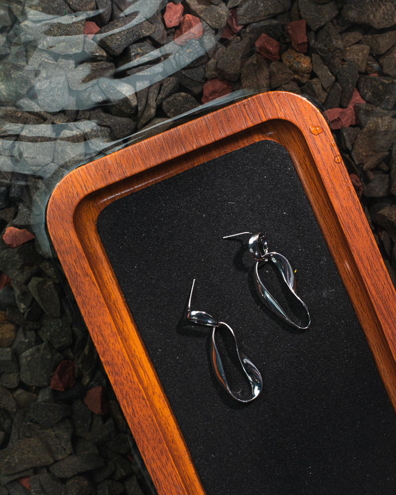 Abstract Long Hoop Earrings - Image 2