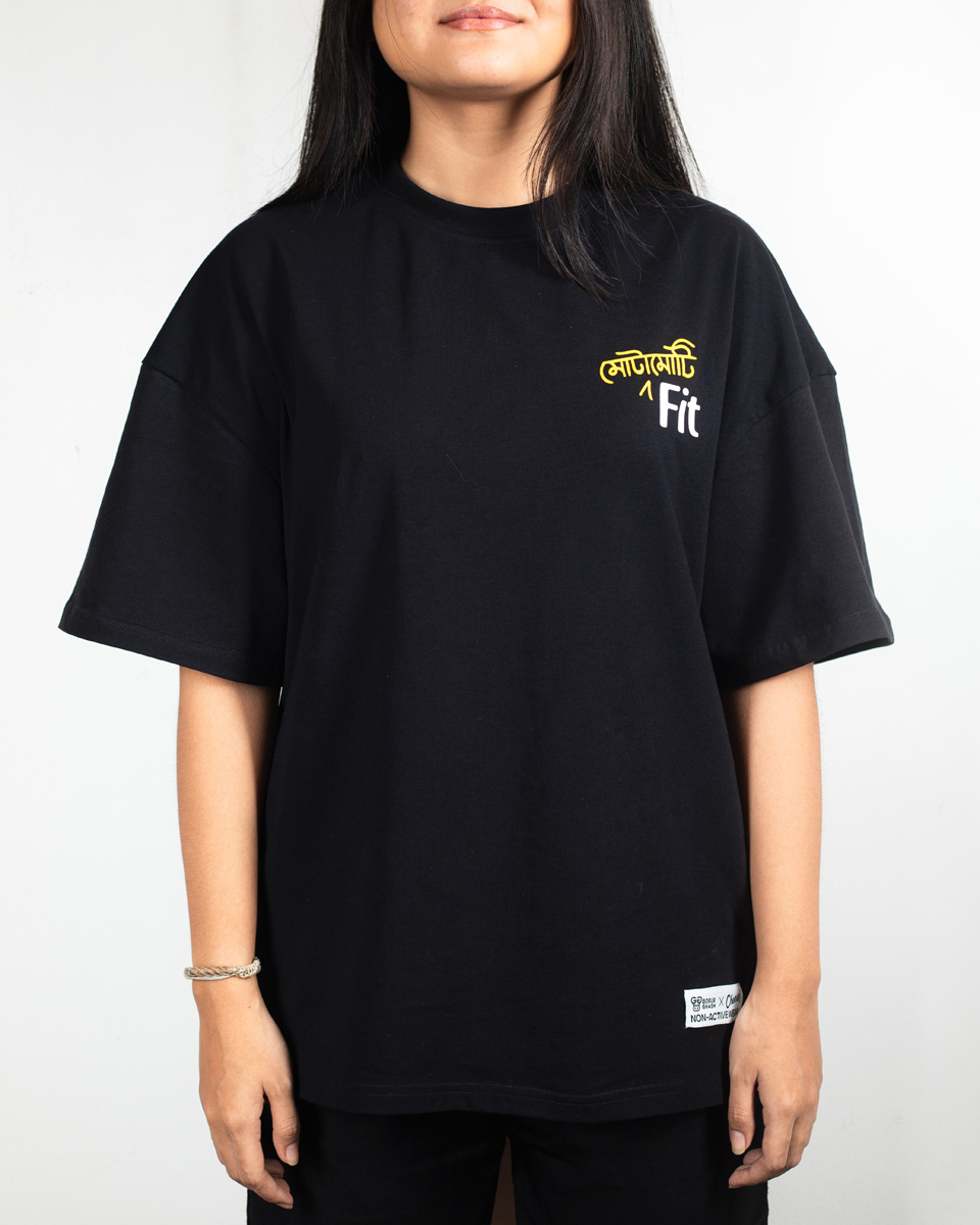 Black Drop Shoulder T-shirt (Motamoti Fit) - Image 8
