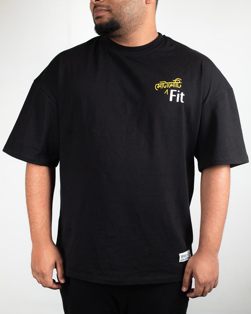 Black Drop Shoulder T-shirt (Motamoti Fit) - Image 3