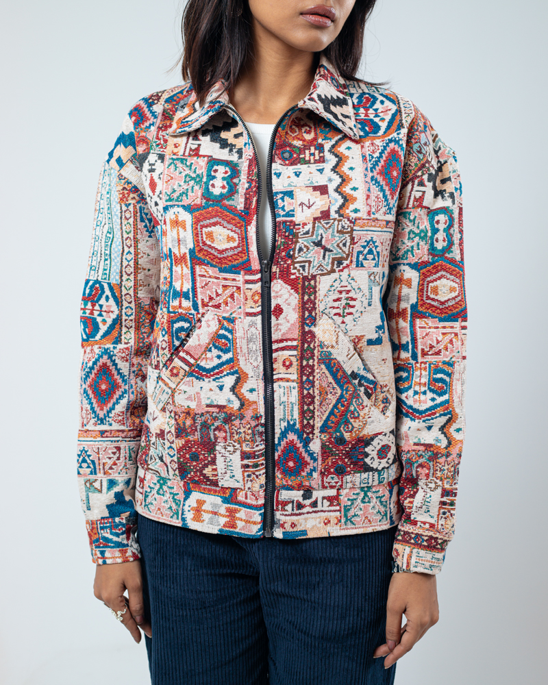 Carpet Textured Jacket in White - Image 8