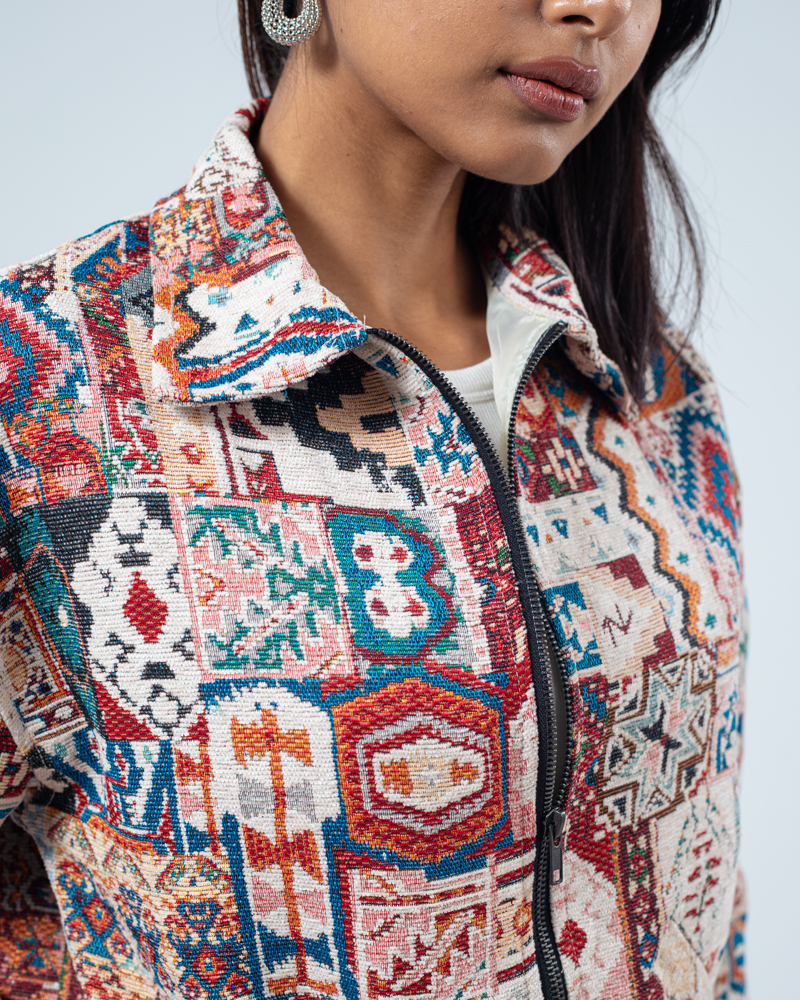 Carpet Textured Jacket in White - Image 10