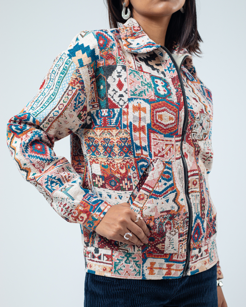 Carpet Textured Jacket in White - Image 9