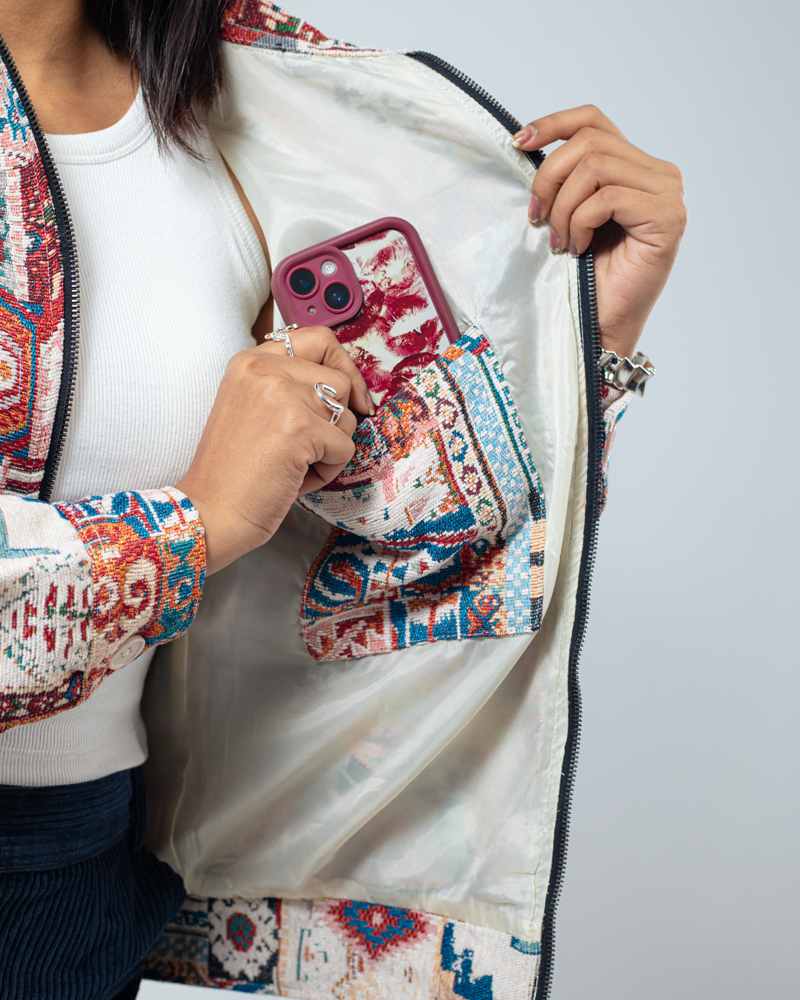 Carpet Textured Jacket in White - Image 11