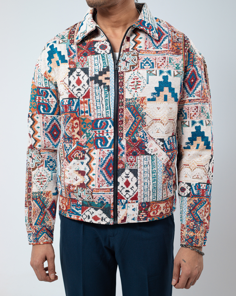 Carpet Textured Jacket in White - Image 3