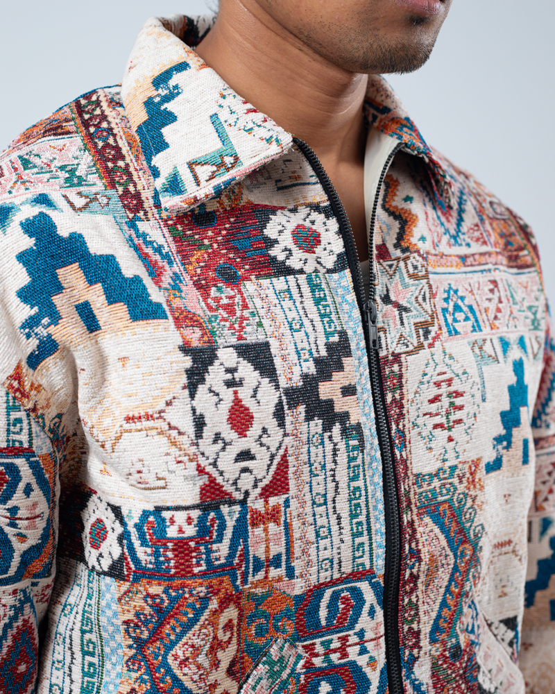 Carpet Textured Jacket in White - Image 5