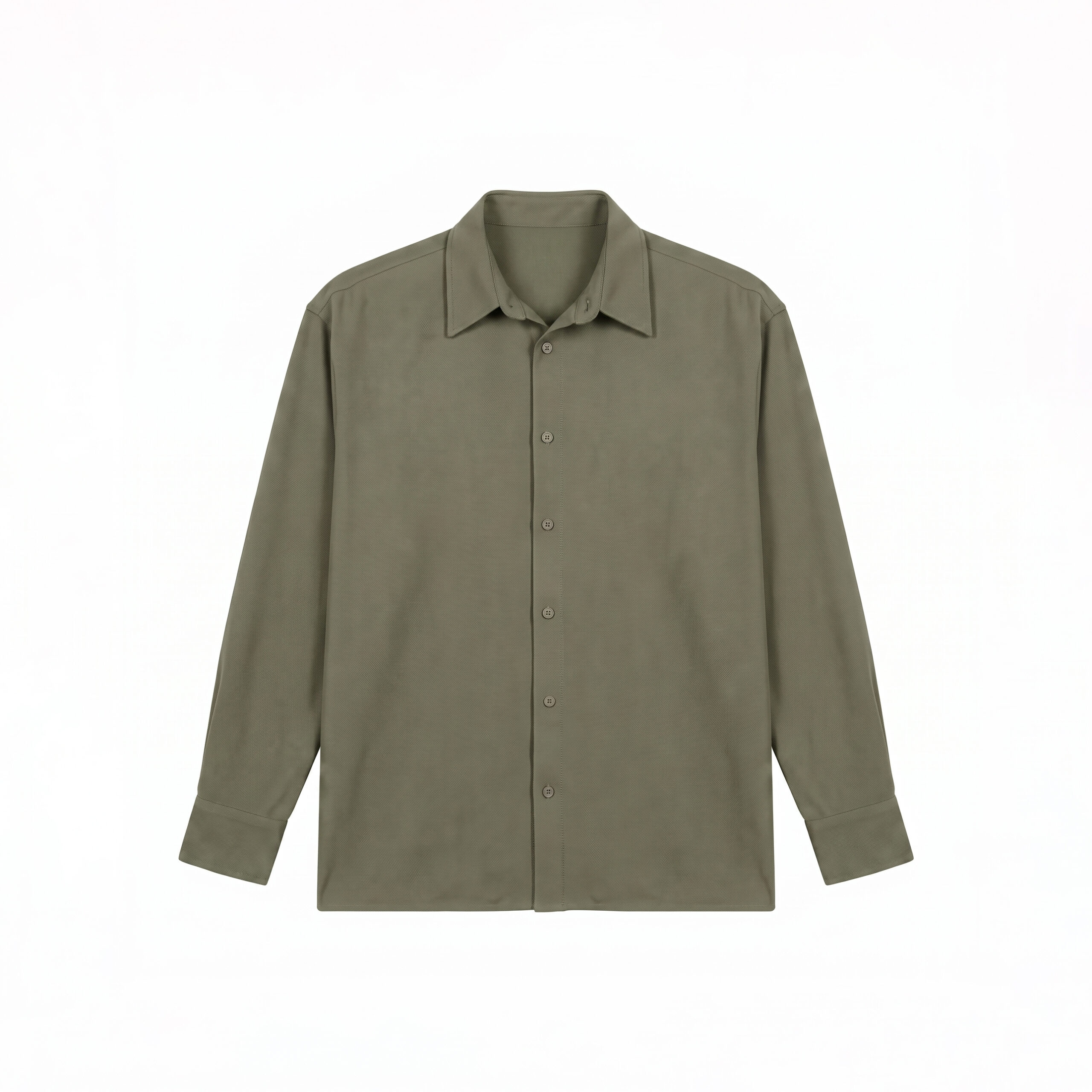 Casual Long Sleeve Rayon Linen Blend Shirt in Moss Green