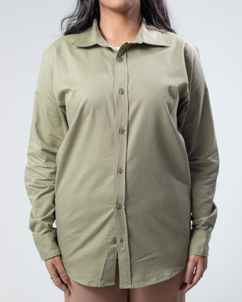 Casual Long Sleeve Rayon Linen Blend Shirt in Moss Green - Image 8