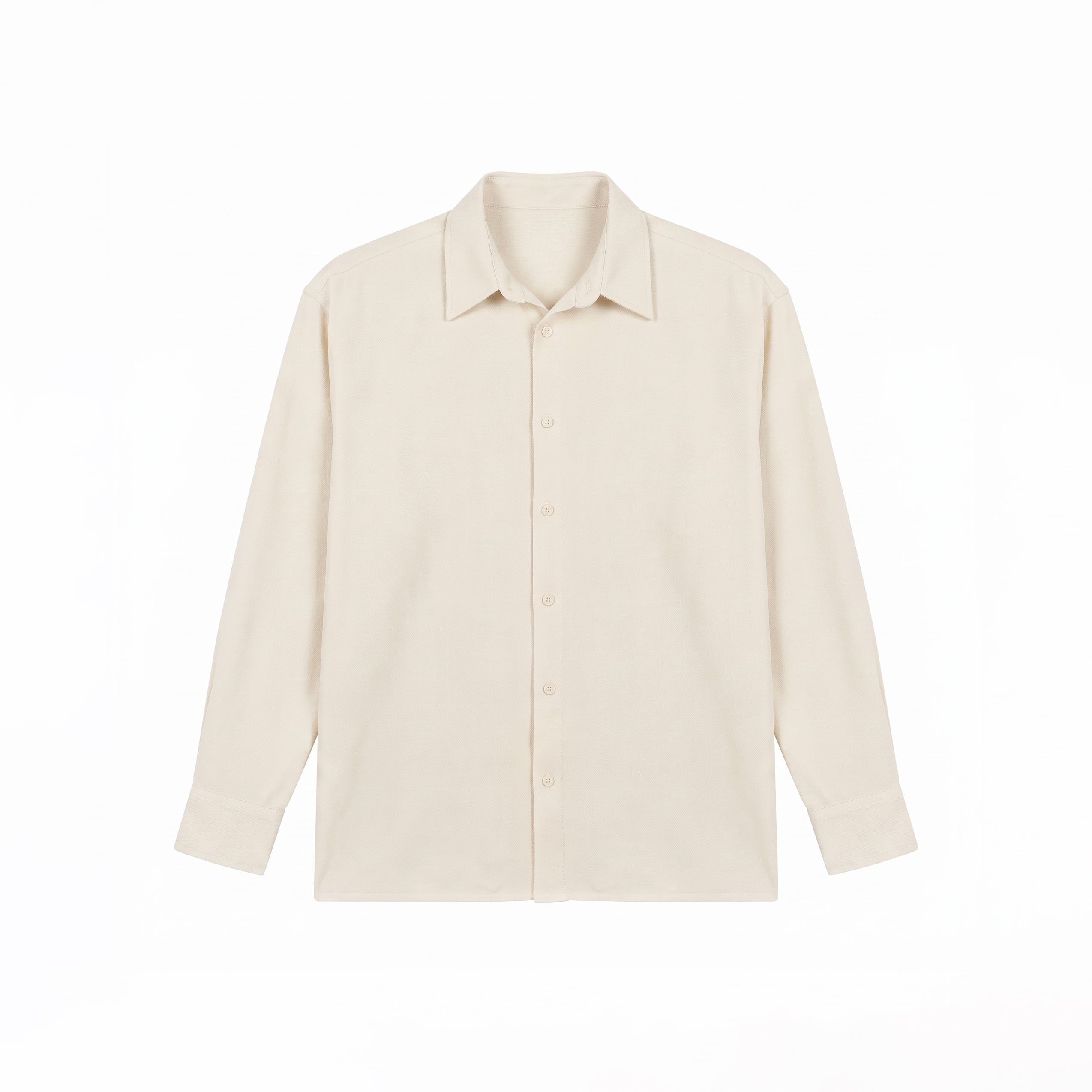 Casual Long Sleeve Rayon Linen Blend Shirt in Off White