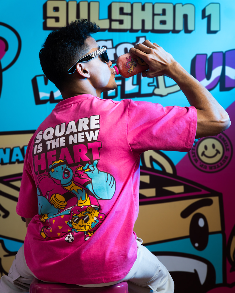 Waffle Up Large Character Printed Unisex Oversized Drop Shoulder Graphic Tees in Pink | Waffle Up X Gorur Ghash - Image 15