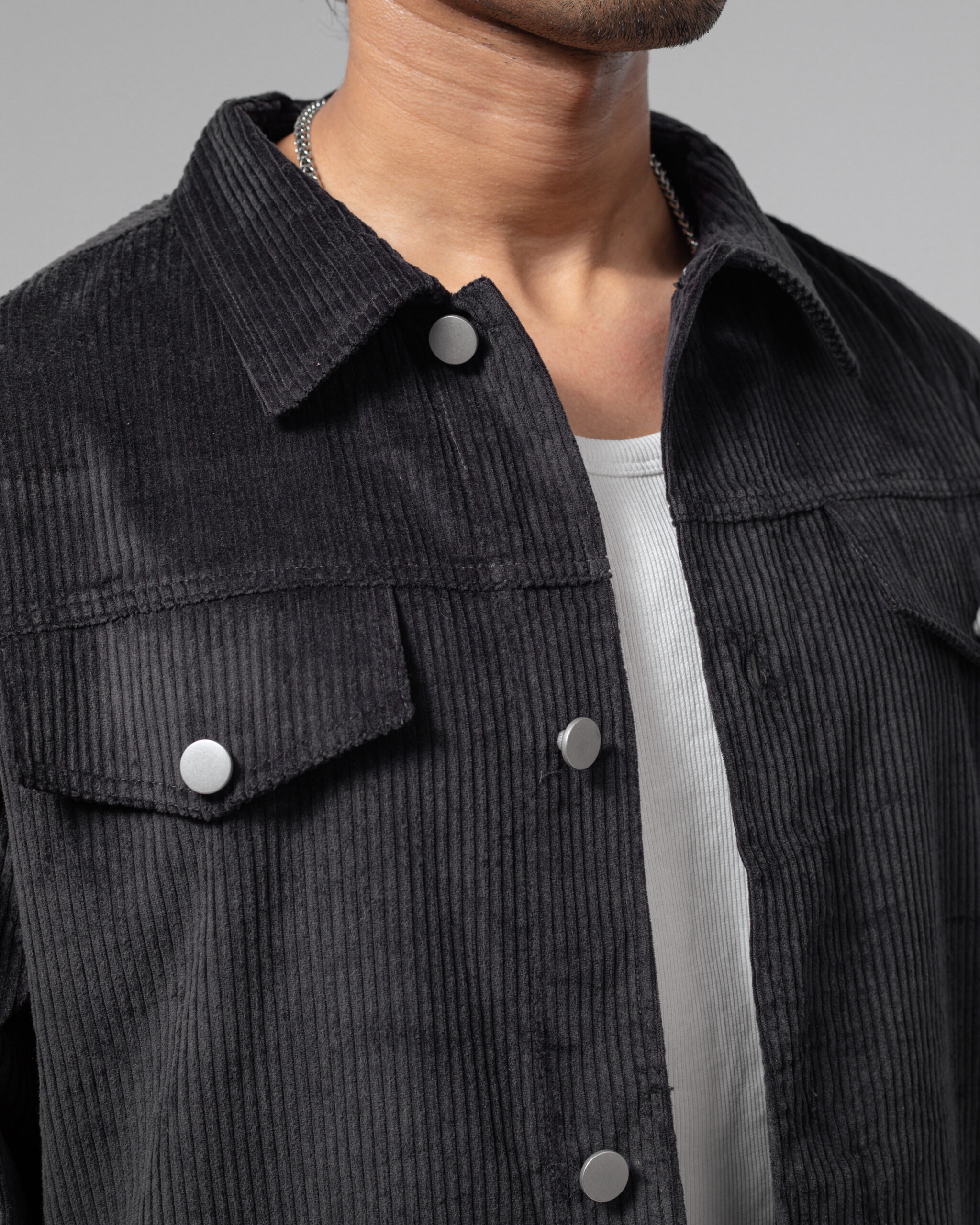 Corduroy Jacket in Dark Slate Grey - Image 5