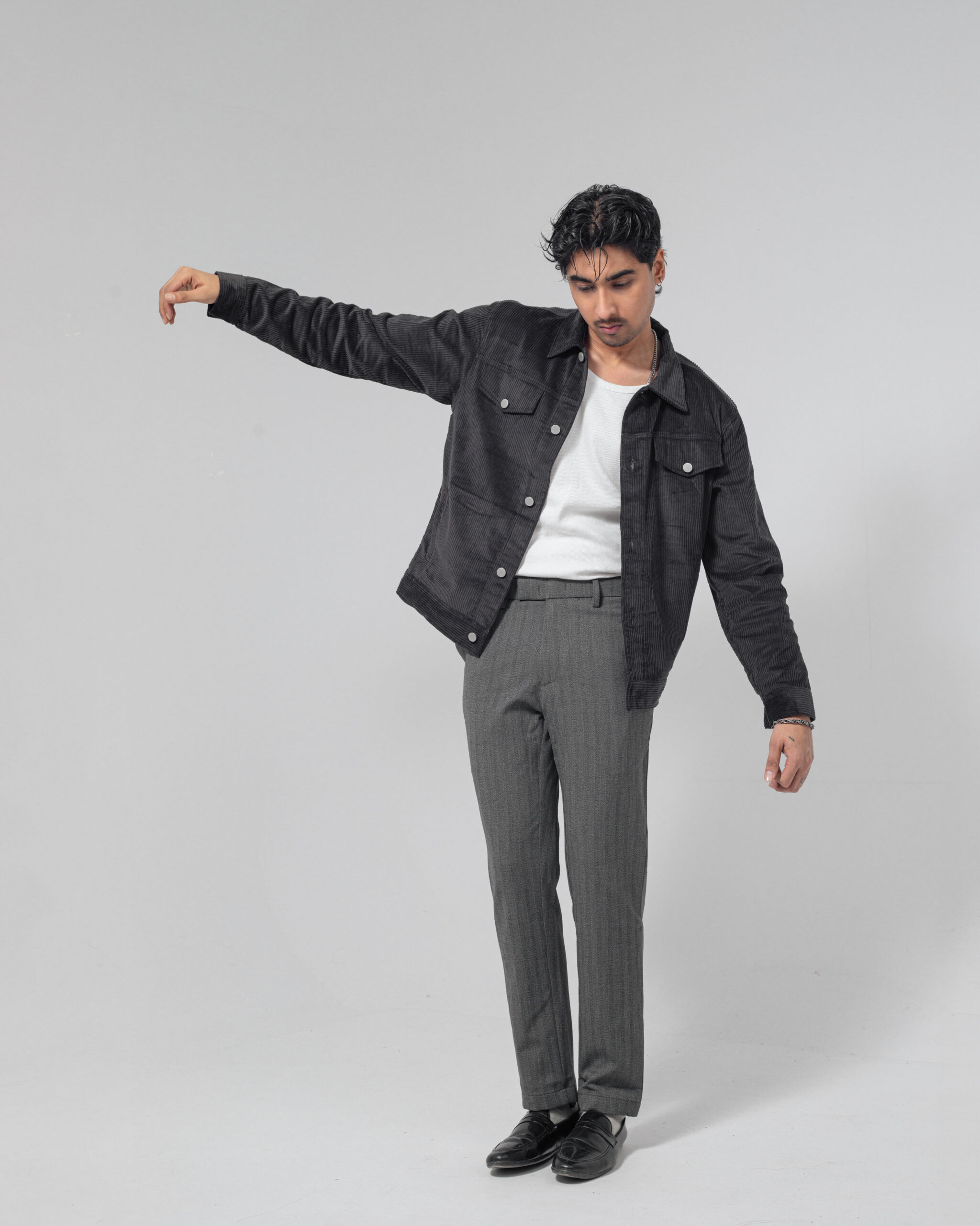 Corduroy Jacket in Dark Slate Grey - Image 3