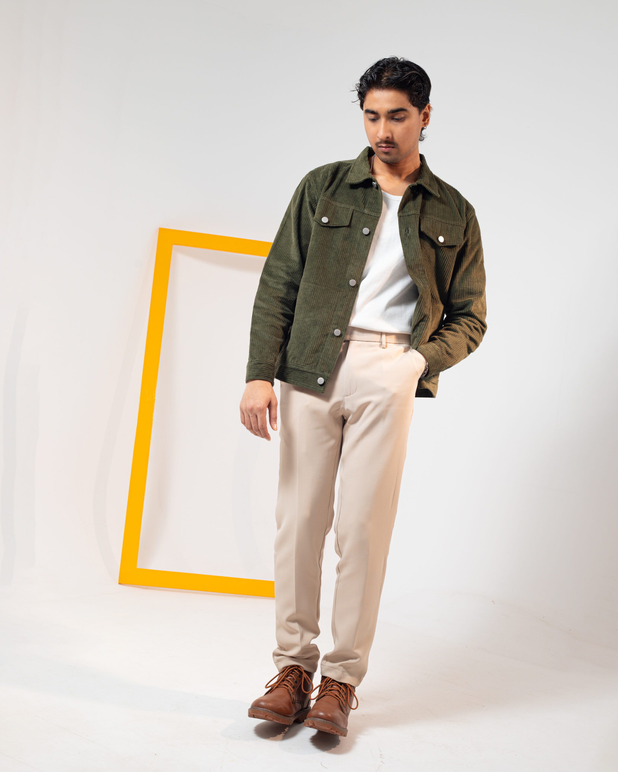 Corduroy Jacket in Olive - Image 3