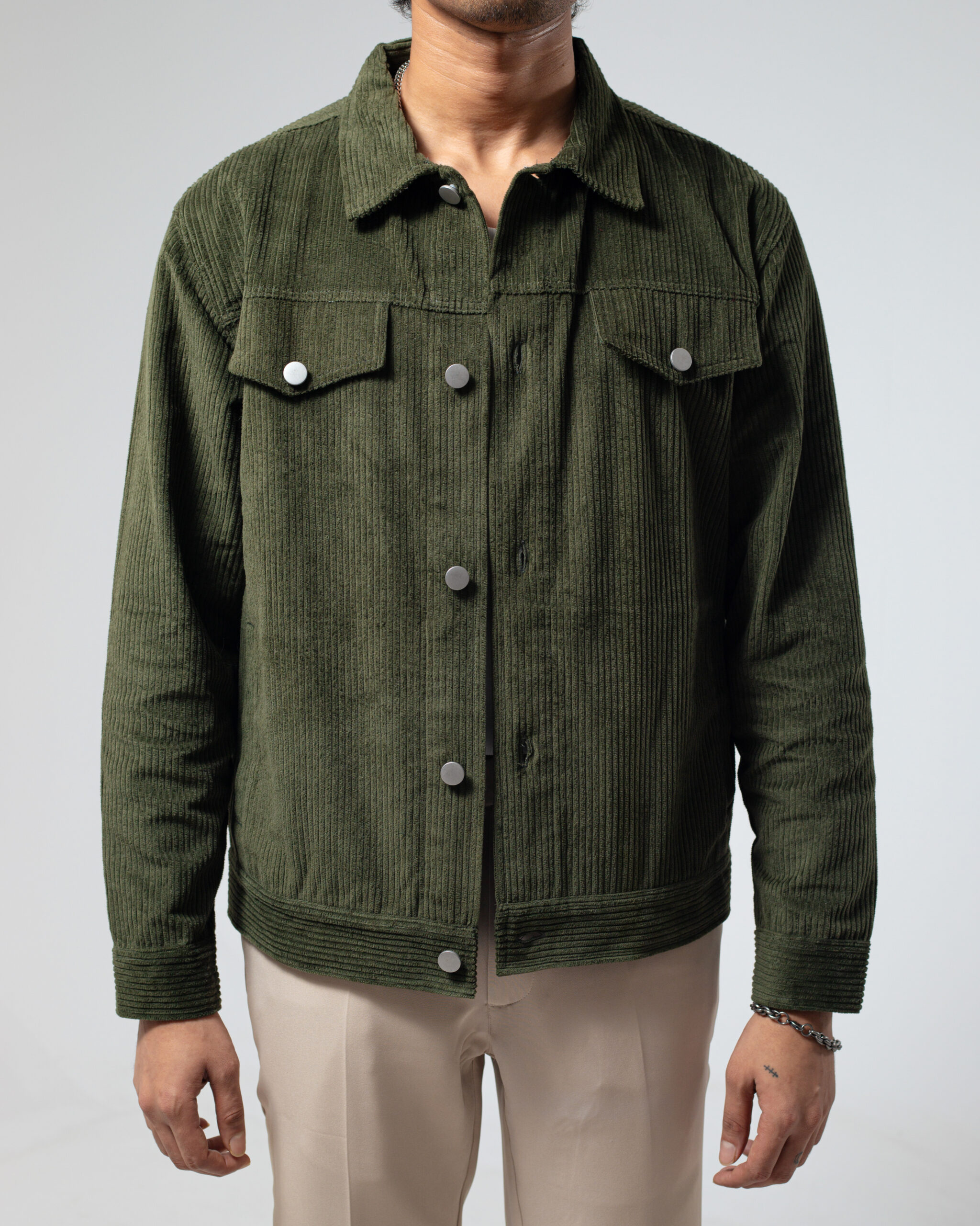 Corduroy Jacket in Olive - Image 4