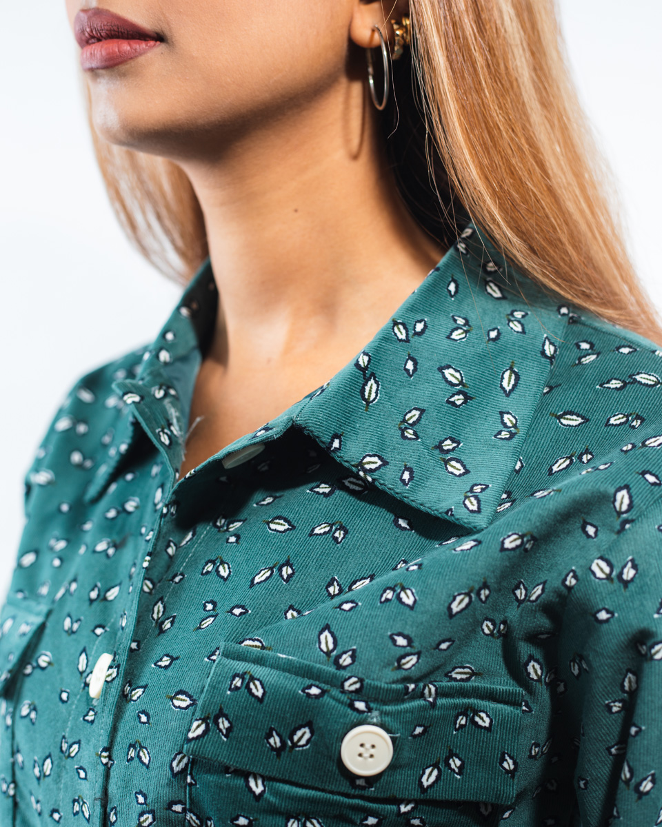 Cropped Printed Cord Jacket for Women - Image 6