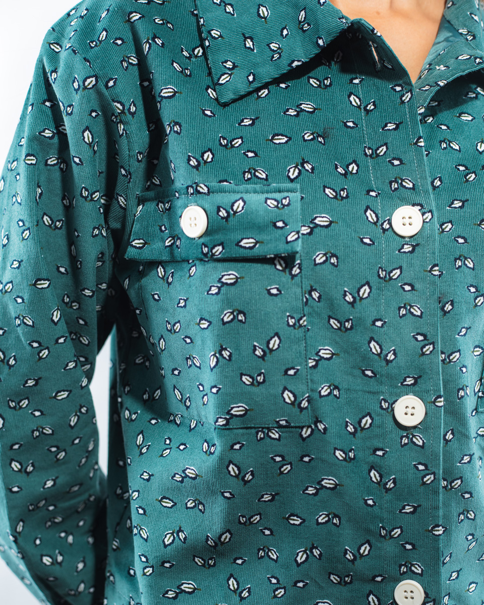 Cropped Printed Cord Jacket for Women - Image 5