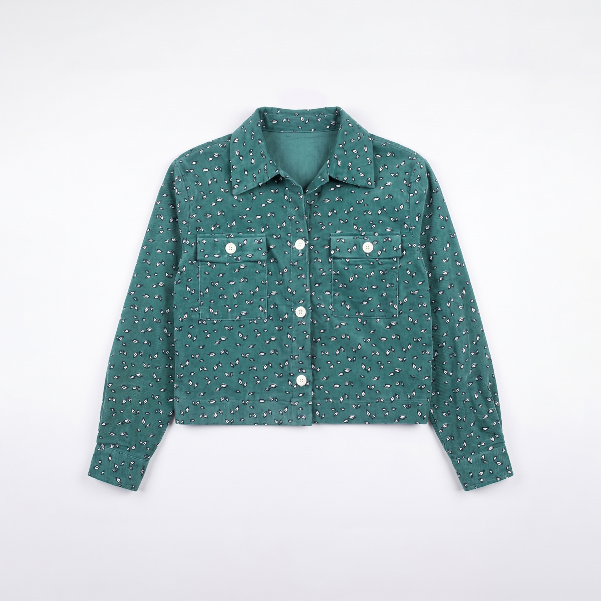 Cropped Printed Cord Jacket for Women