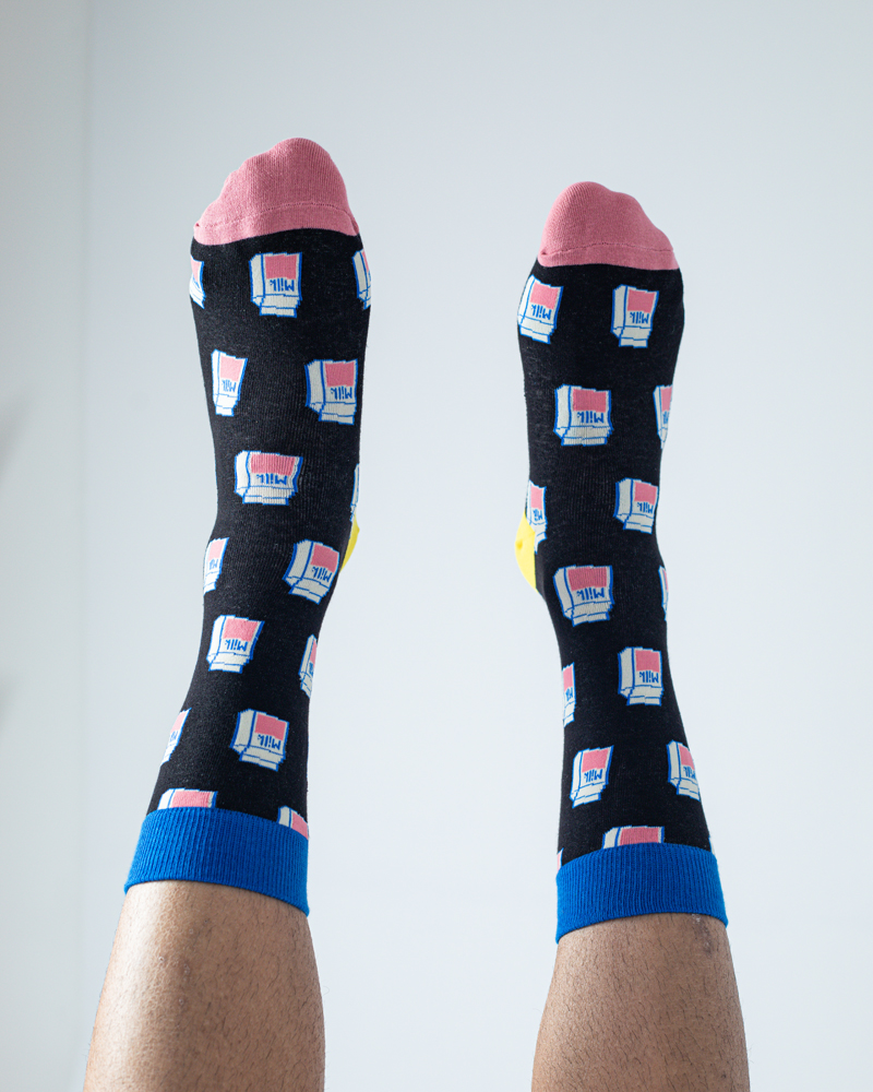 Dad Went Out | Premium Funky Unisex Socks in Black & Pink - Image 4