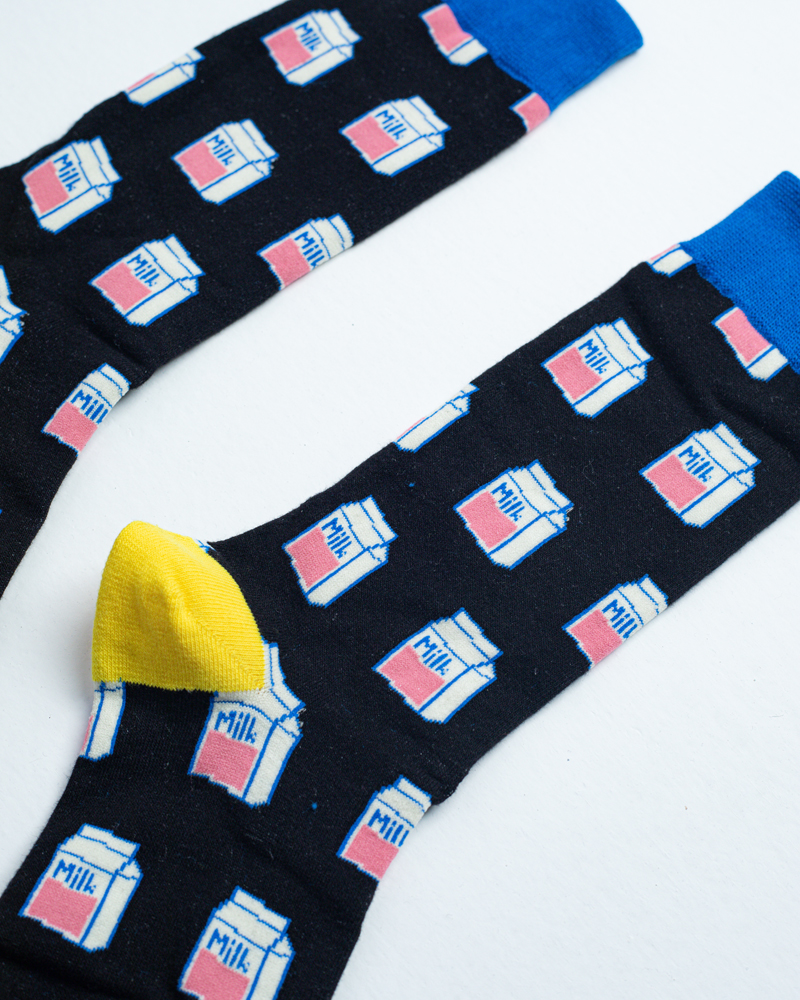 Dad Went Out | Premium Funky Unisex Socks in Black & Pink - Image 2