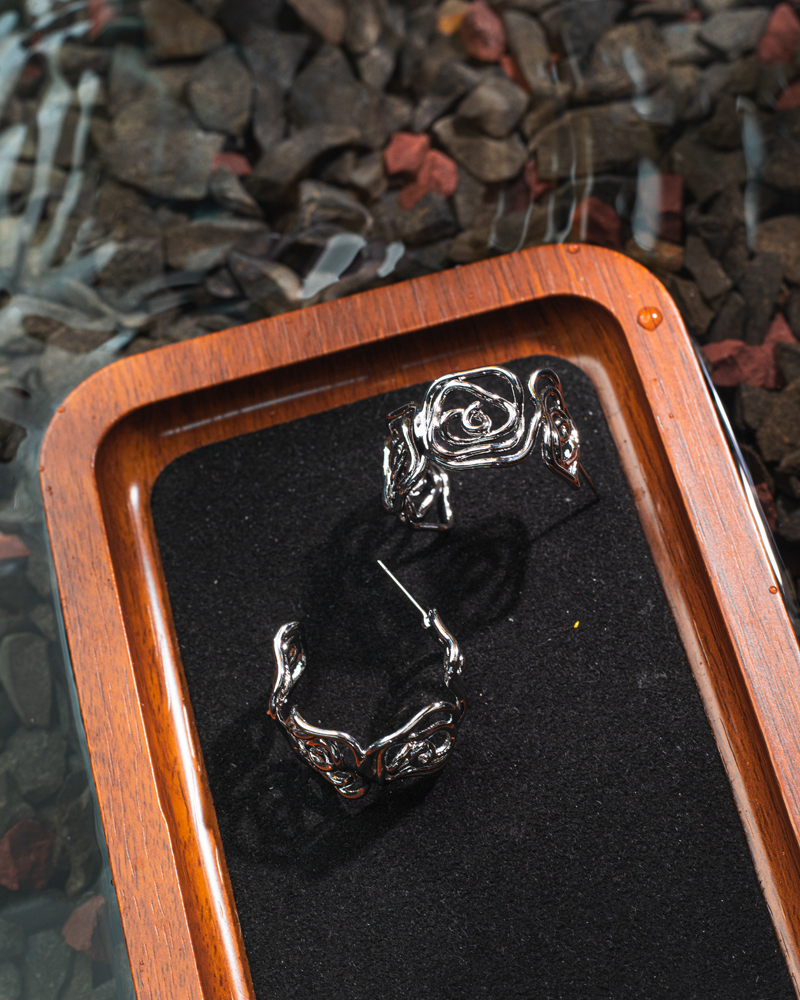 Dainty Rose Hoop Earring