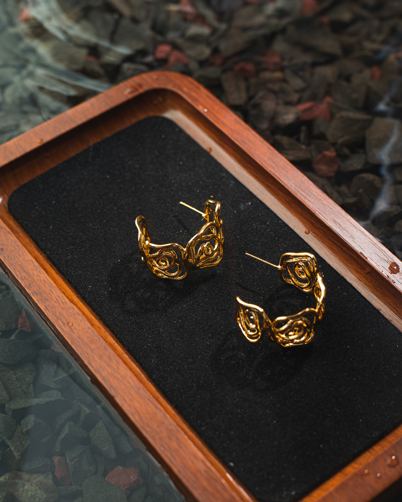 Dainty Rose Hoop Earring - Image 2