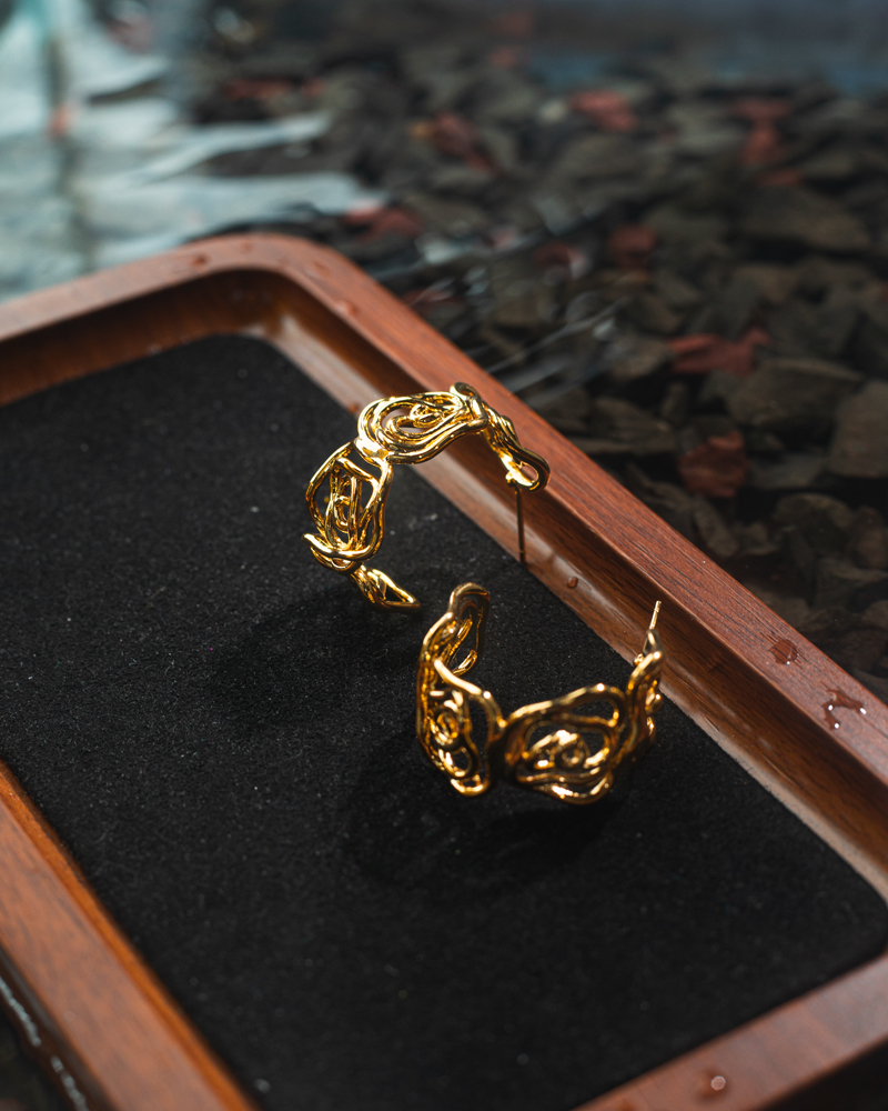 Dainty Rose Hoop Earring - Image 4