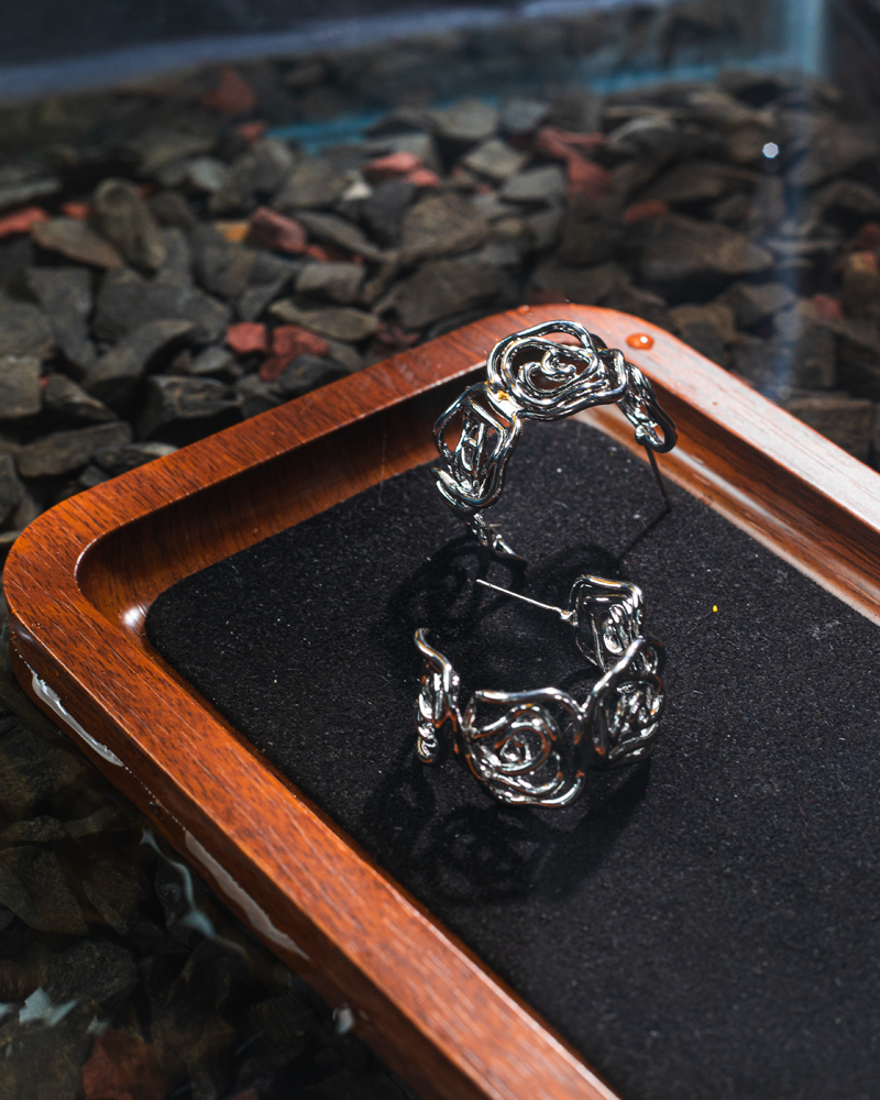 Dainty Rose Hoop Earring - Image 3