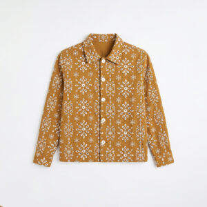 Embroidered Shacket in Ochre