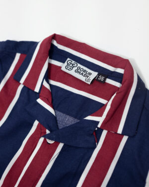 [Kid's] Boy's Cuban Collar Shirt in Red and Blue