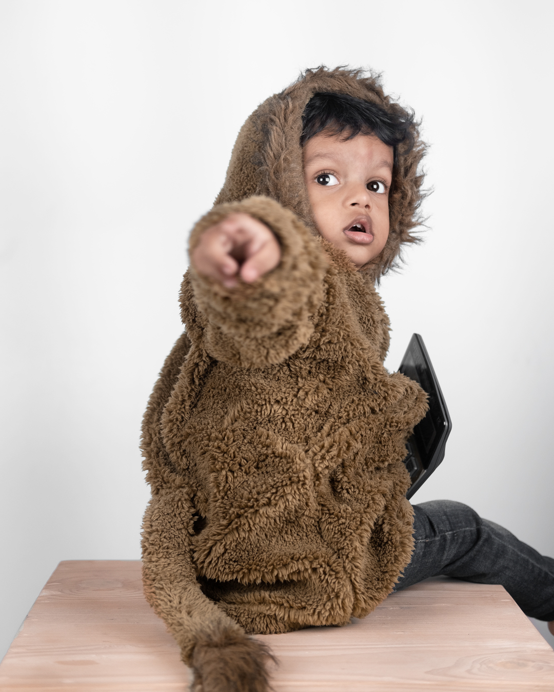 Kid's (Toddler) Cute Oversized Hoodie in Brown | The Monkey - Image 2