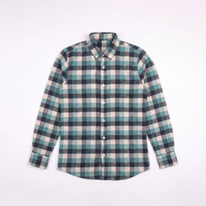 Long Sleeve Flannel Shirt in Teal and Black