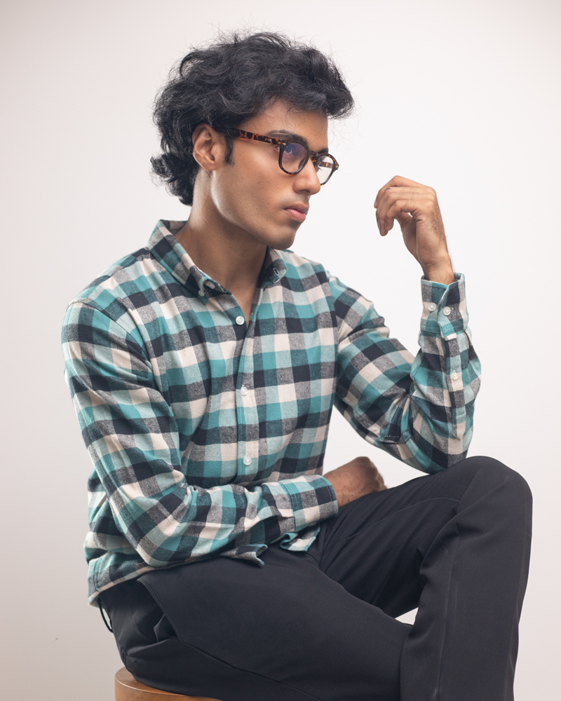 Long Sleeve Flannel Shirt in Teal and Black - Image 7