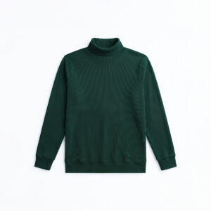 Long Sleeve Ribbed Green Turtleneck Pullover