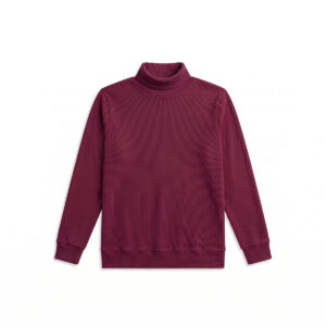Long Sleeve Ribbed Maroon Turtleneck Pullover