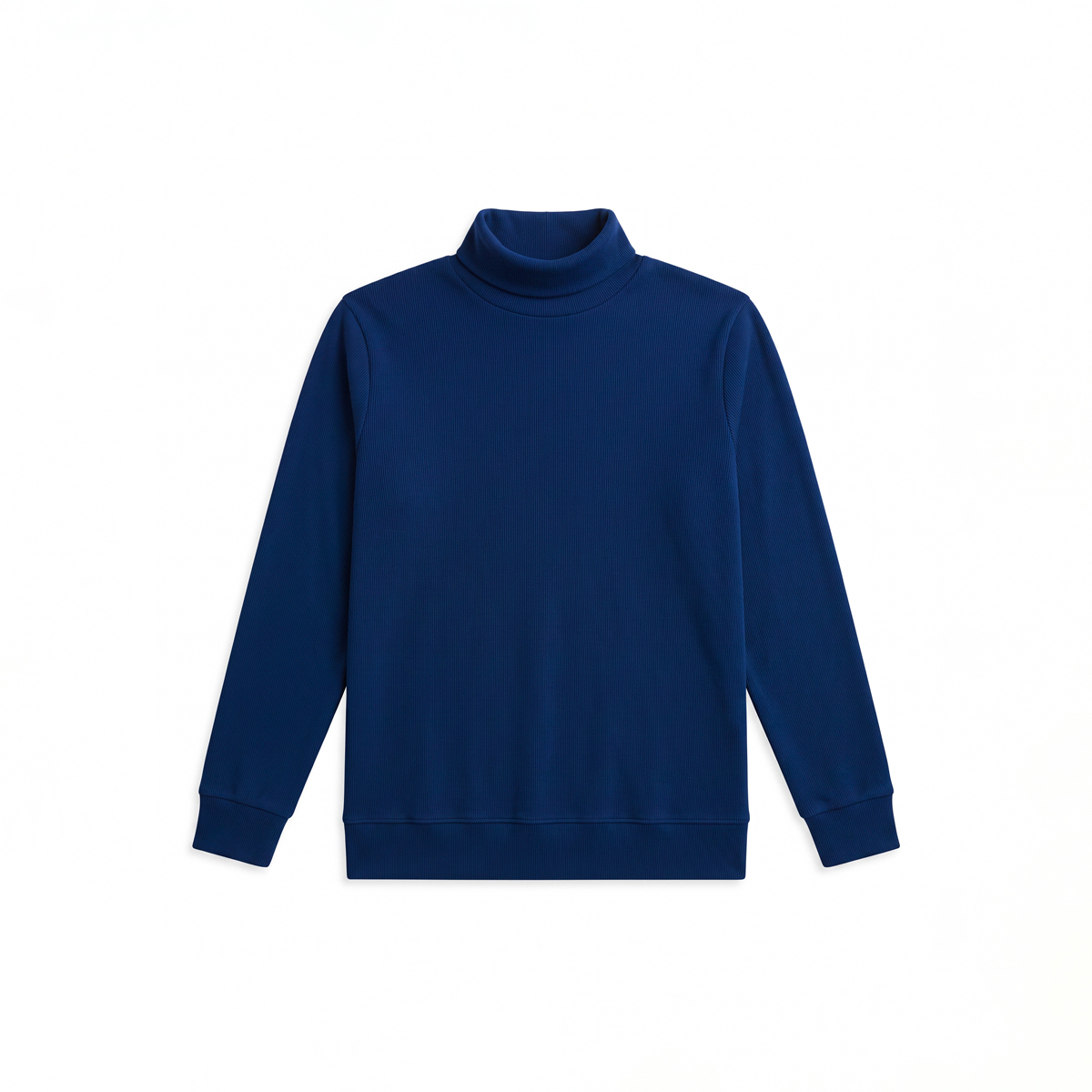 Long Sleeve Ribbed Navy Blue Turtleneck Pullover