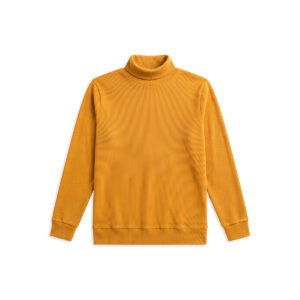 Long Sleeve Ribbed Ochre Turtleneck Pullover