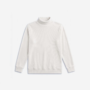 Long Sleeve Ribbed Off-White Turtleneck Pullover