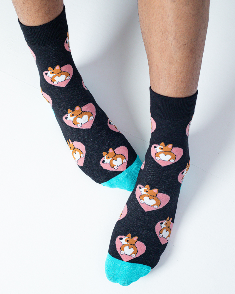 Love Dogs | Premium Funky Unisex Socks in Black & Pink - Image 4