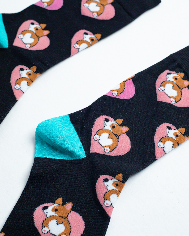 Love Dogs | Premium Funky Unisex Socks in Black & Pink - Image 2