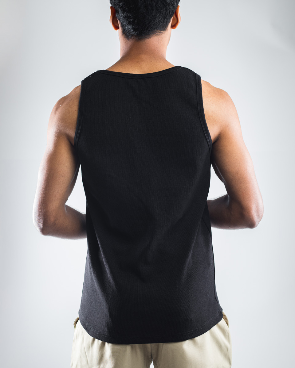 Men's Ribbed Tank Top in Black - Image 4