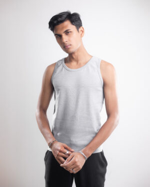 Men's Ribbed Tank Top in Gray