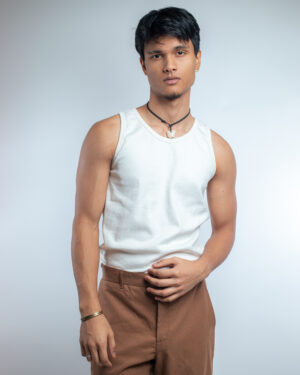 Men’s Ribbed Tank Top in White