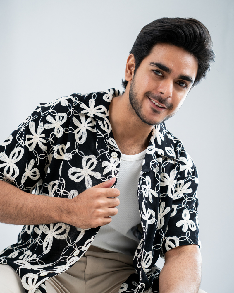 Oversized Drop Shoulder Embroidered Cuban Shirt in Black - Image 6