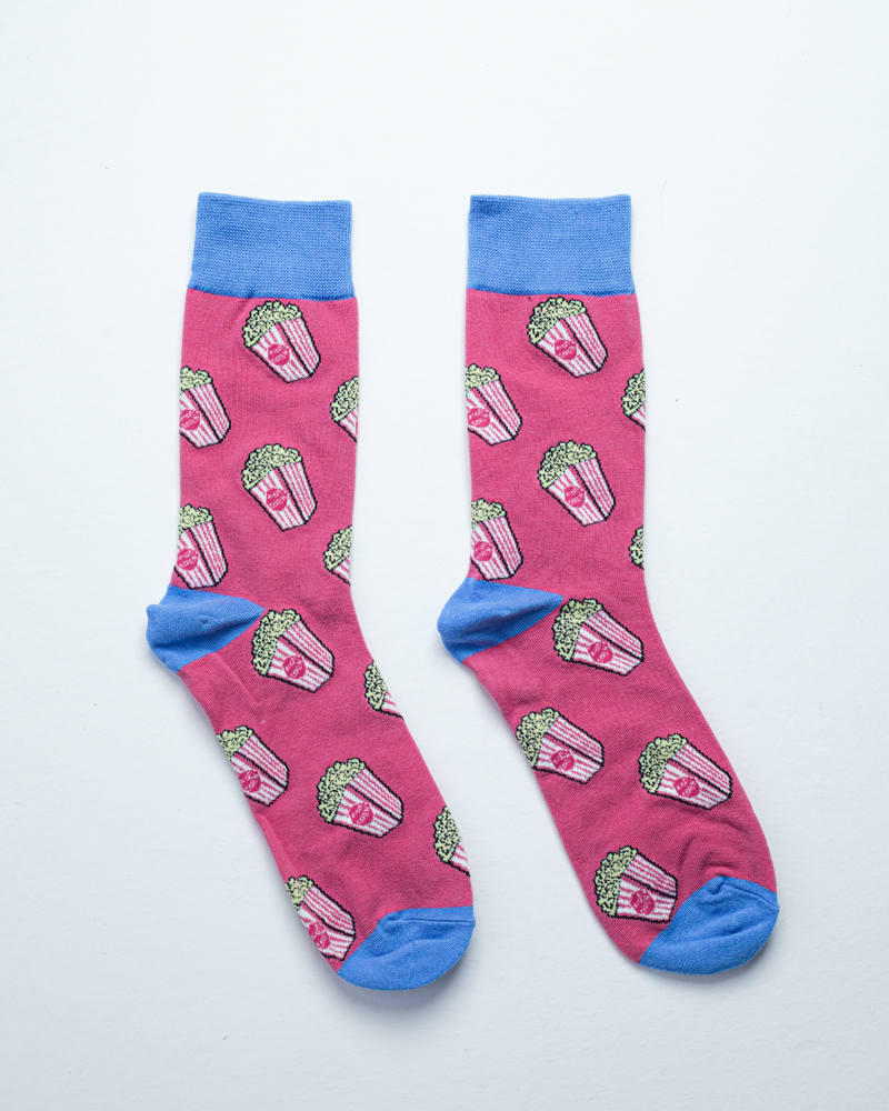 Popcorn Box | Premium Funky Unisex Socks in Pink & Blue