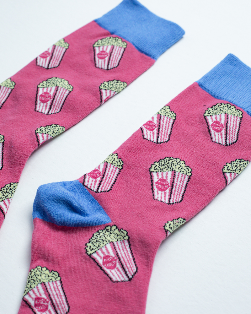 Popcorn Box | Premium Funky Unisex Socks in Pink & Blue - Image 2