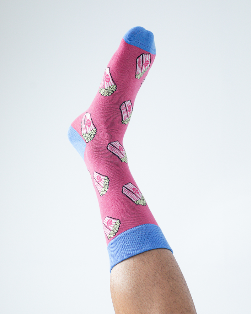 Popcorn Box | Premium Funky Unisex Socks in Pink & Blue - Image 4