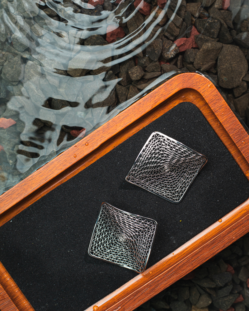 Square Mesh Earrings - Image 2