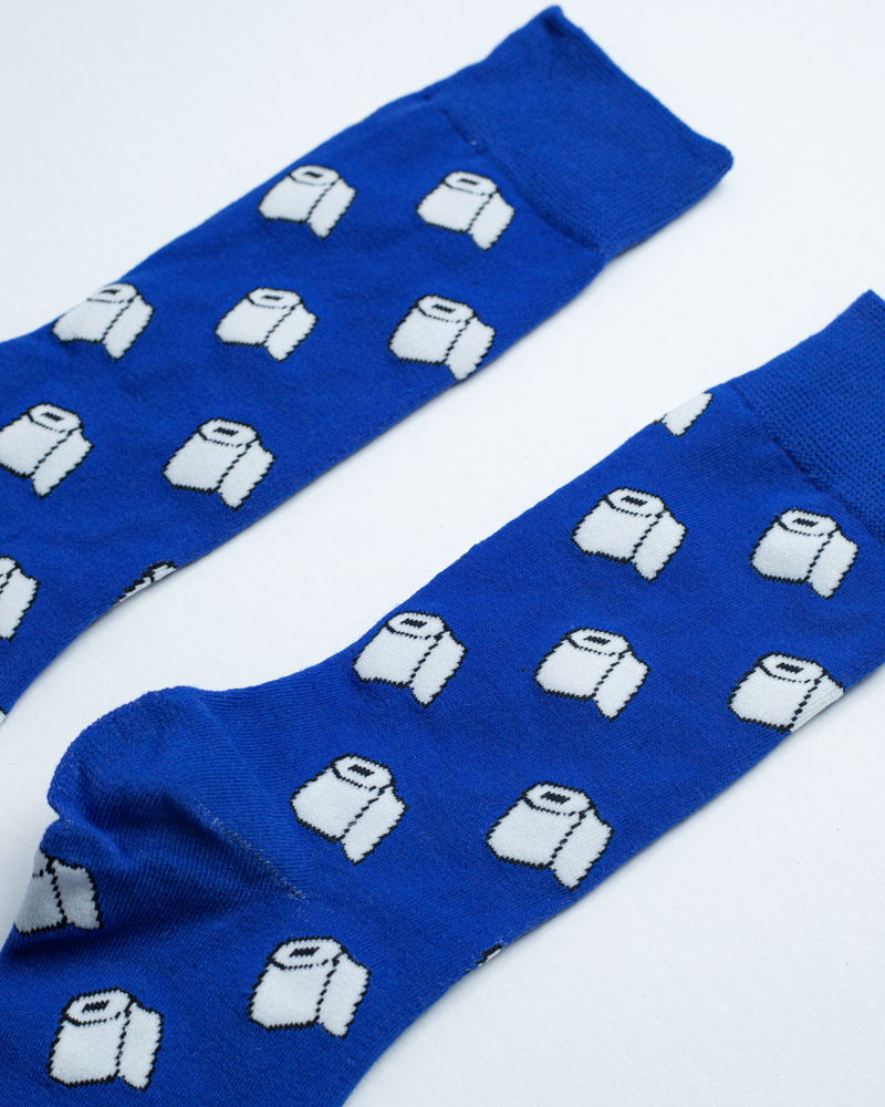 Tissue Rolls | Premium Funky Unisex Socks in Blue & White - Image 2