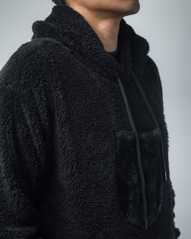 Unisex Black Oversized Sherpa Hoodie Blanket - Image 5