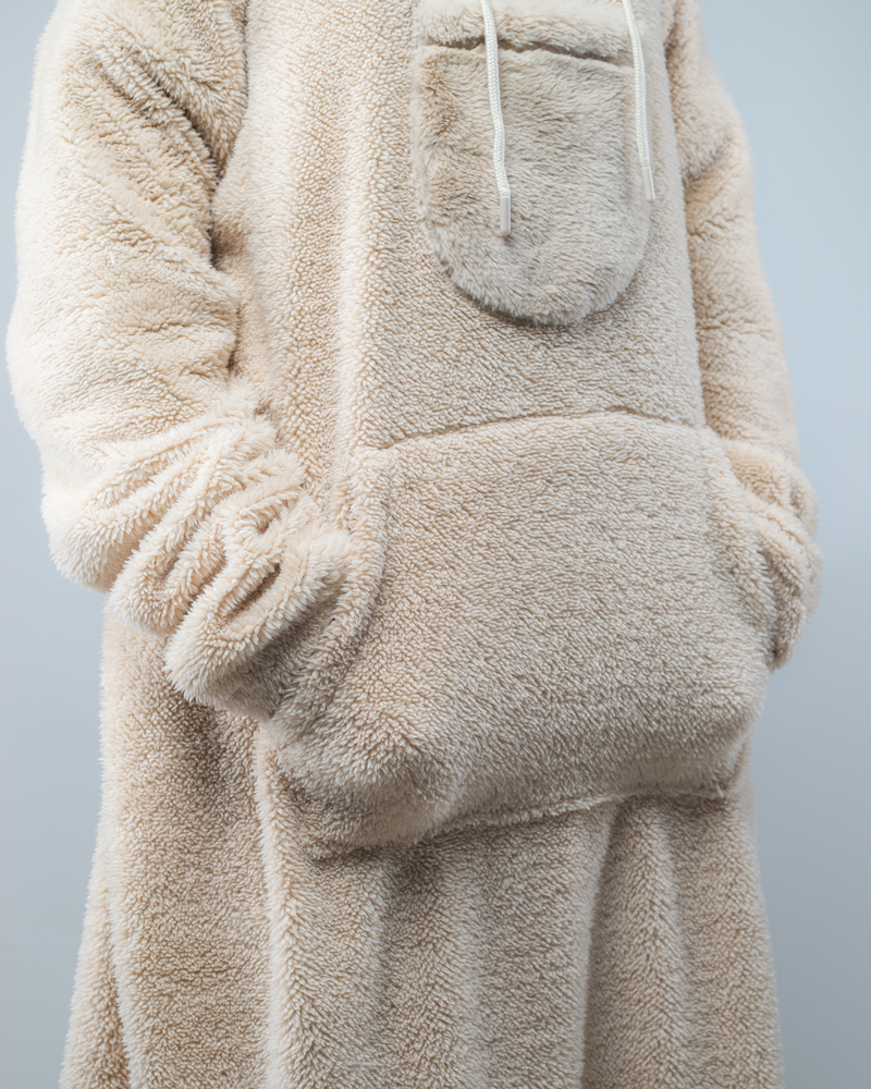 Unisex Cream Oversized Sherpa Hoodie Blankets - Image 4