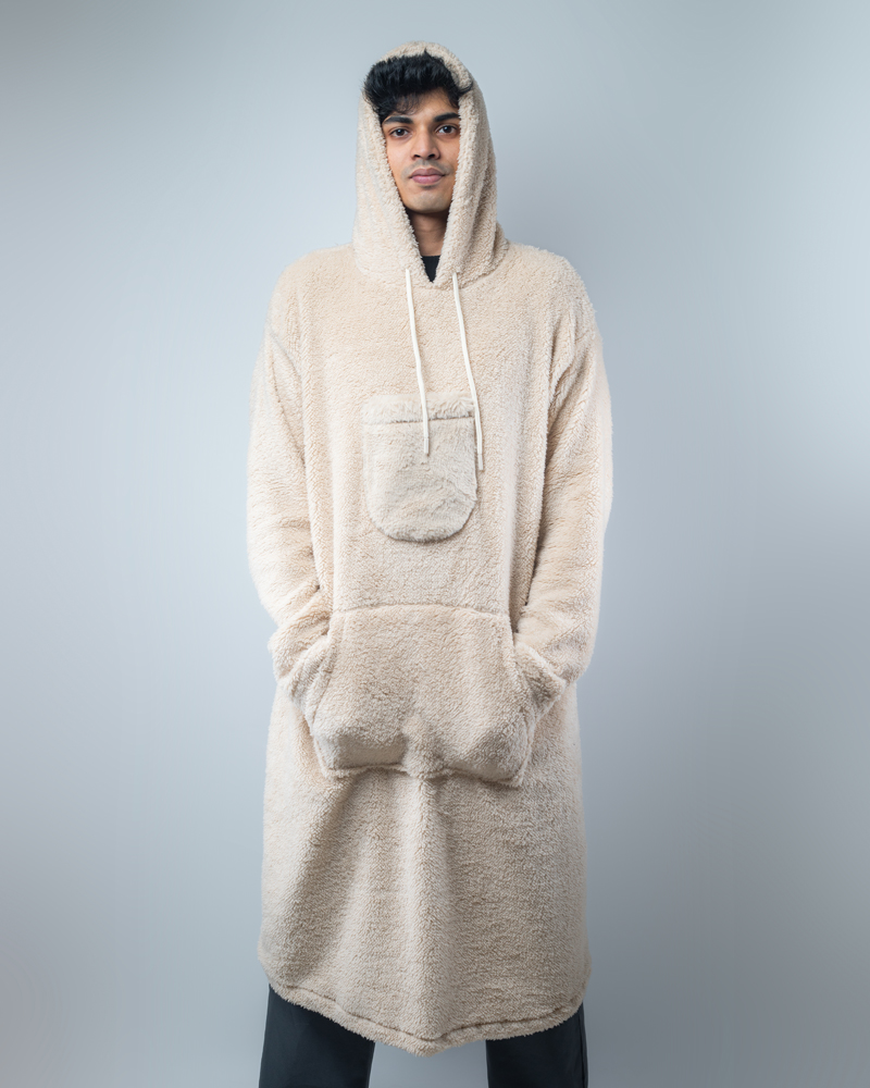 Unisex Cream Oversized Sherpa Hoodie Blankets - Image 8